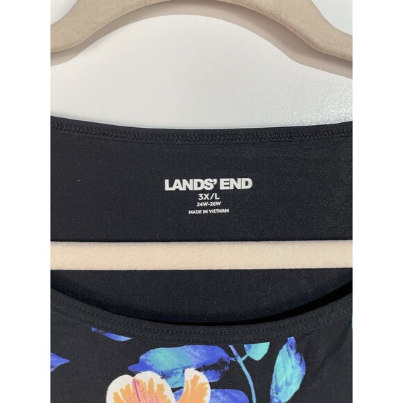 Lands End Swim Top Womens 3X Black Floral UPF50 Rash Guard Beach Resort Cruise - Picture 2 of 10